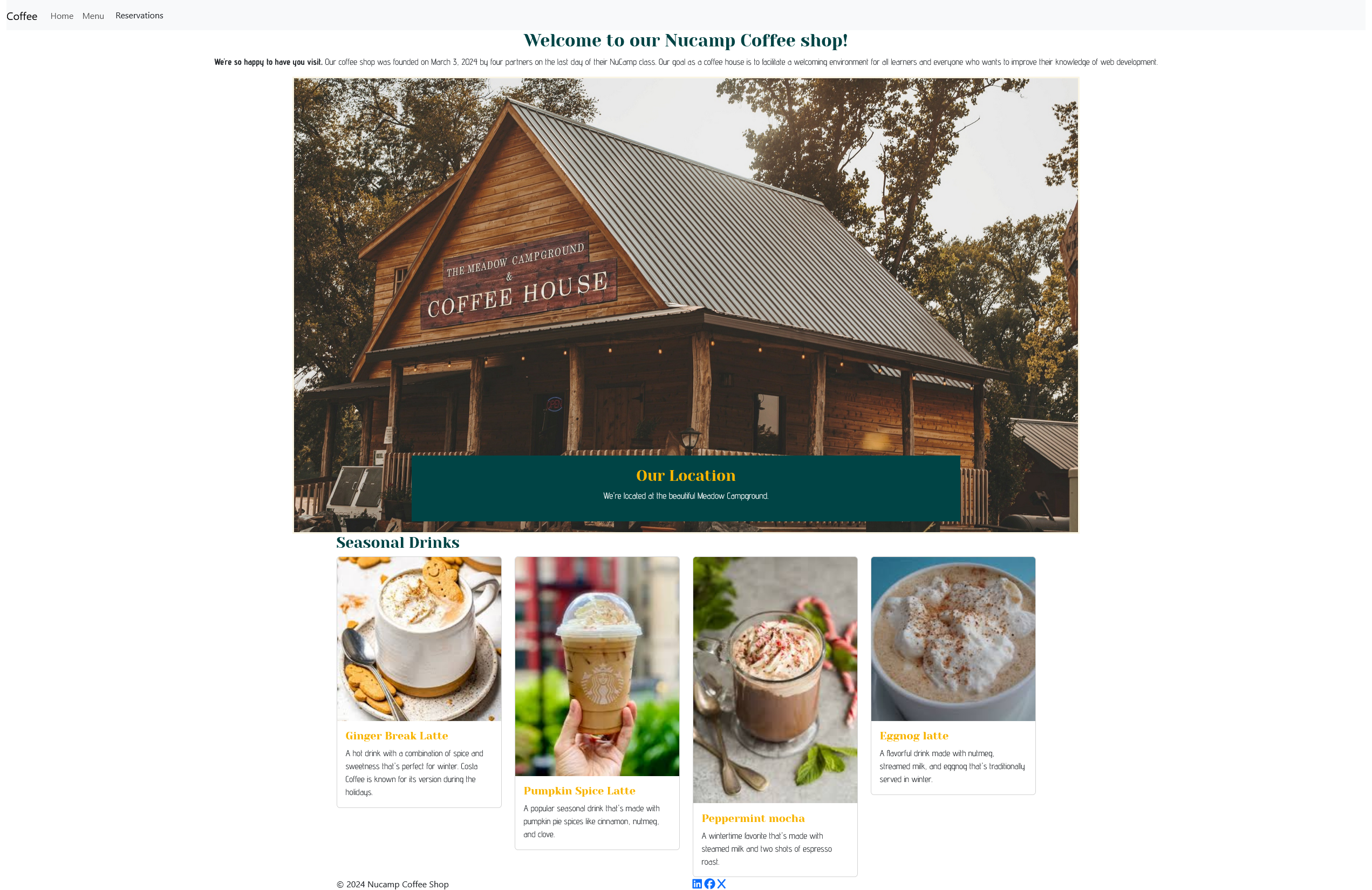A thumbnail of a coffee shop website.